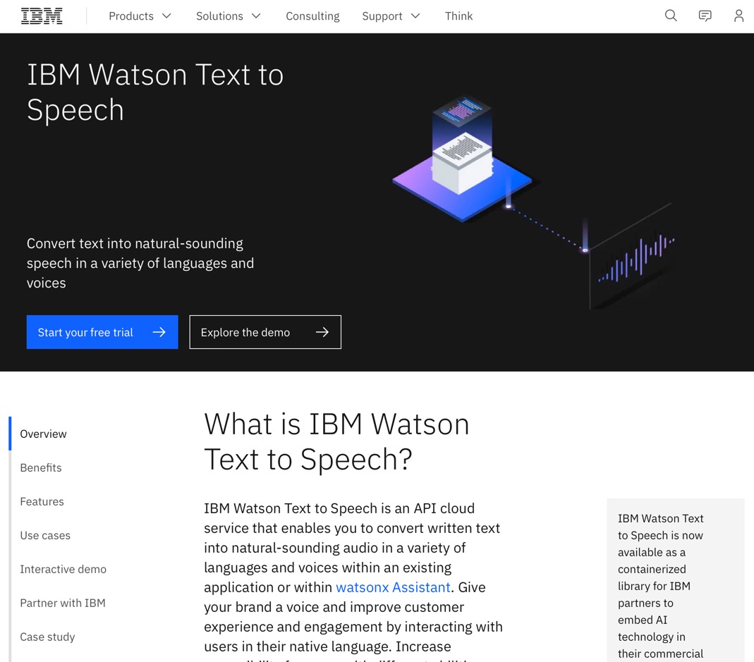 IBM Watson文字转语音