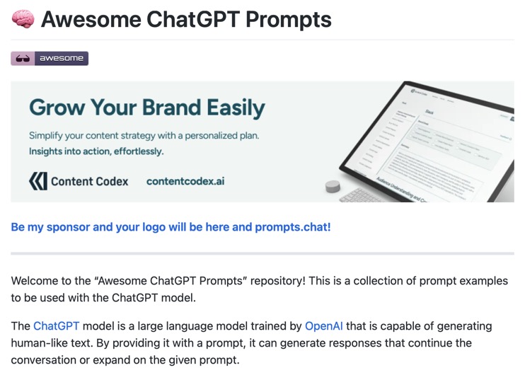 Awesome ChatGPT Prompts